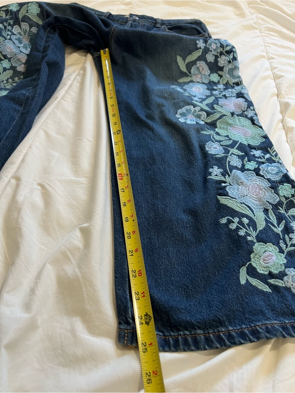NWT Free People Willow Floral forget me not Embroidered jeans w 29 we the free - Picture 15 of 16